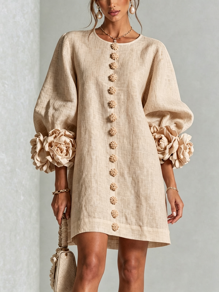 Long sleeve mini shift dress for everyday wear