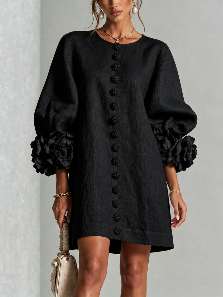 Chic women's dress featuring trendy puff sleeves