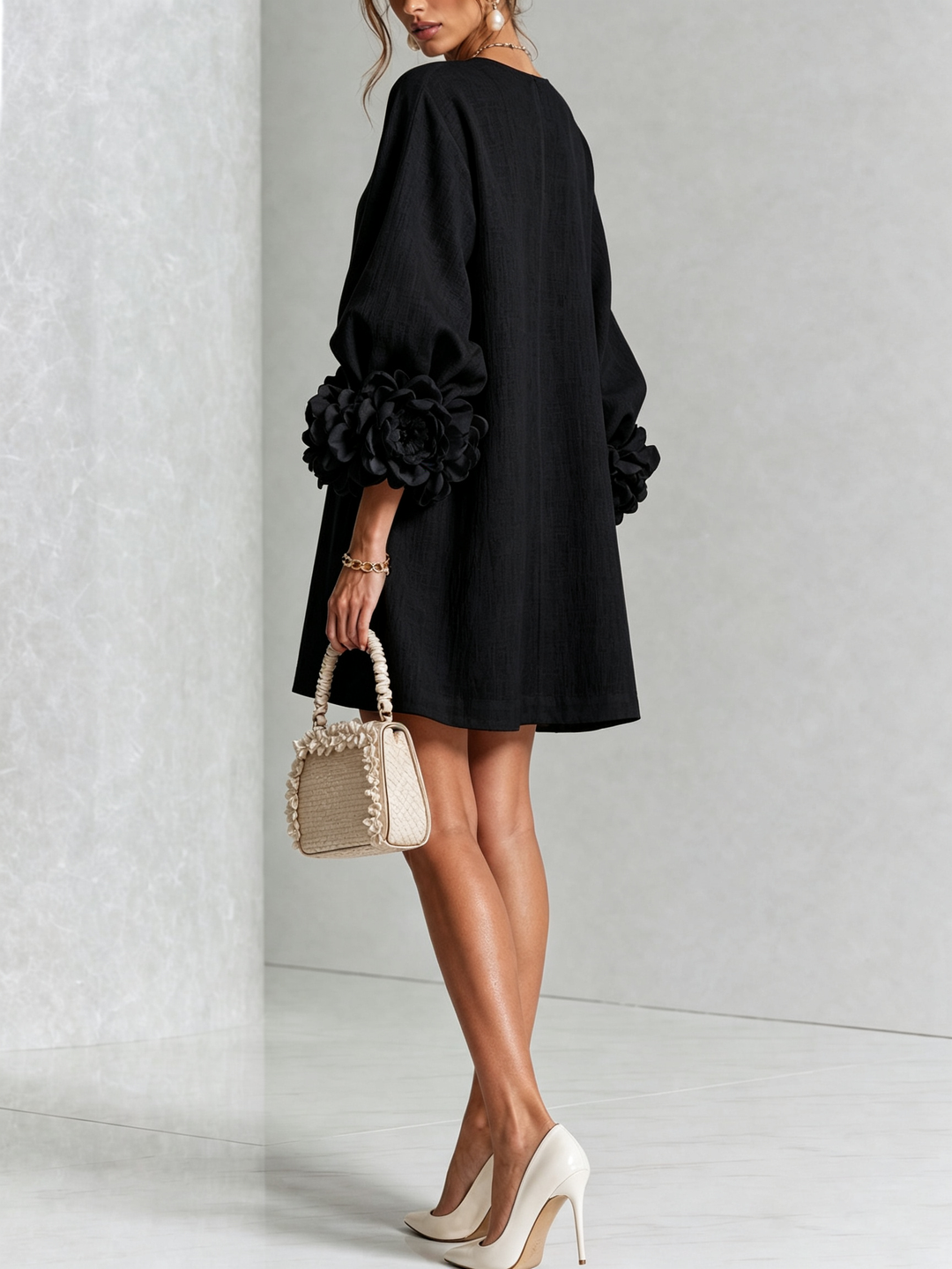 Lightweight casual dress with stylish sleeve accents