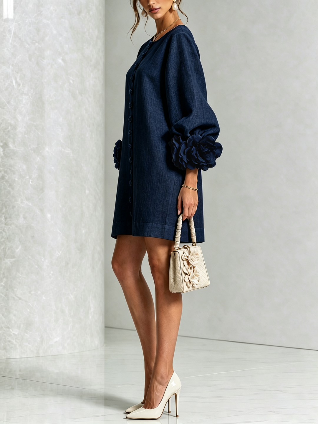 Casual long sleeve dress with a relaxed fit