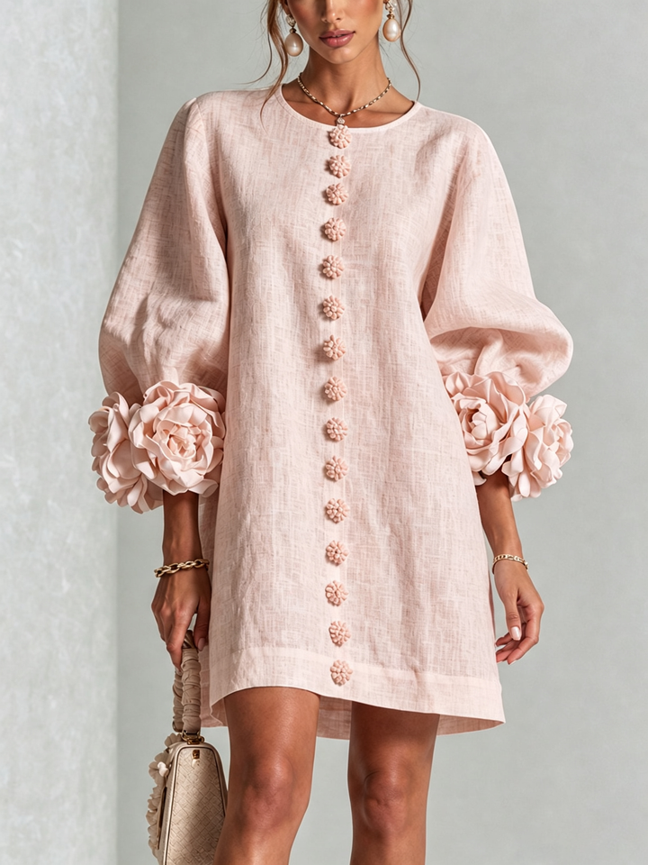 Short casual dress with button-down front design