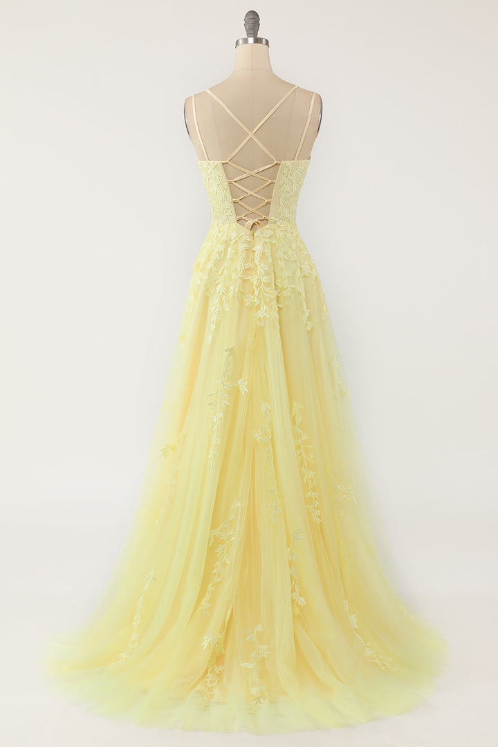 A-line silhouette of the elegant women's evening gown and prom dress