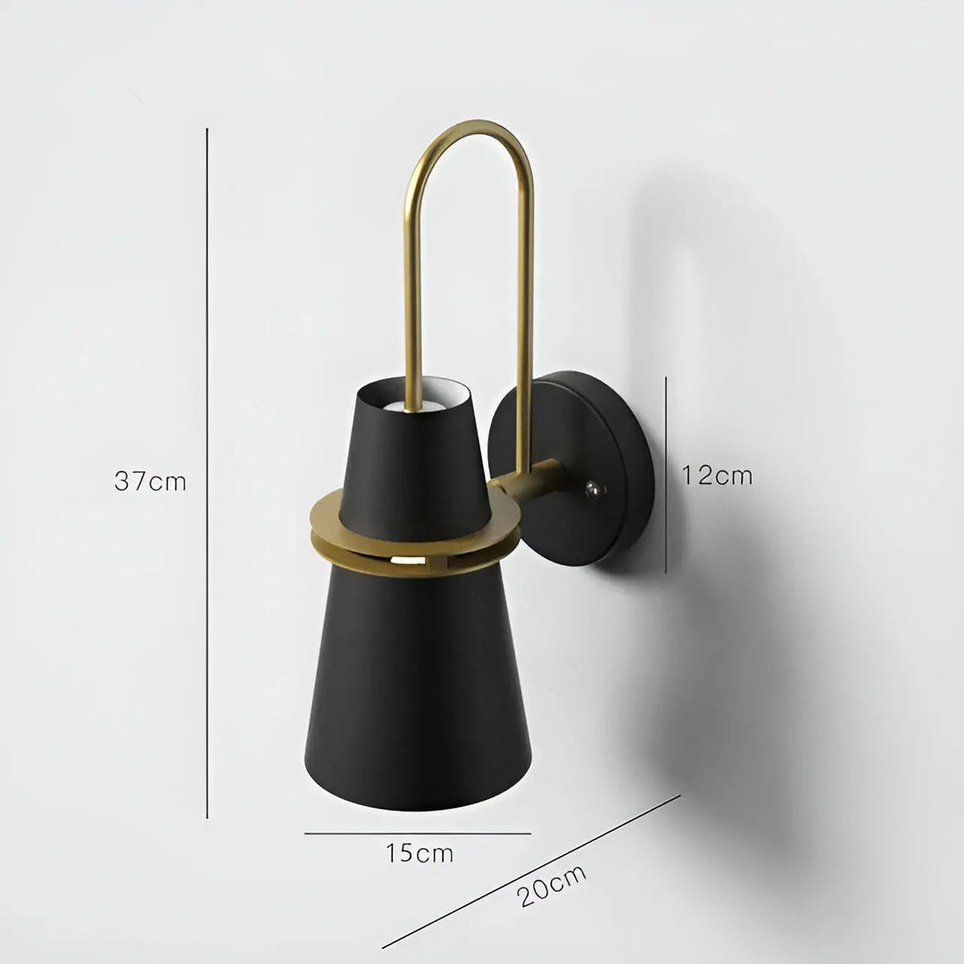Angle view of the horn design wall sconce showing superior craftsmanship