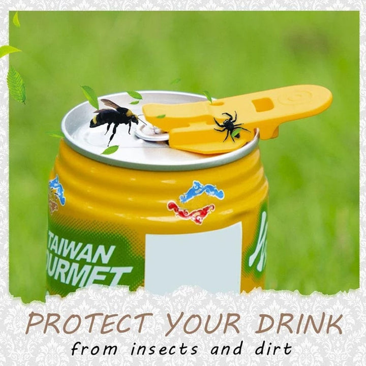 Lightweight drink cover and manual can opener in vibrant color