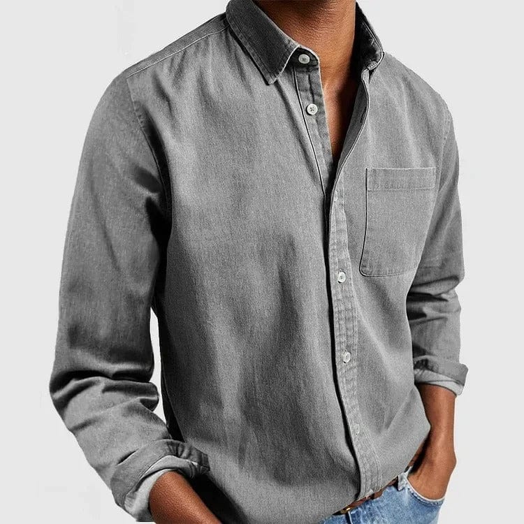 Back view of the modern casual button down shirt for men