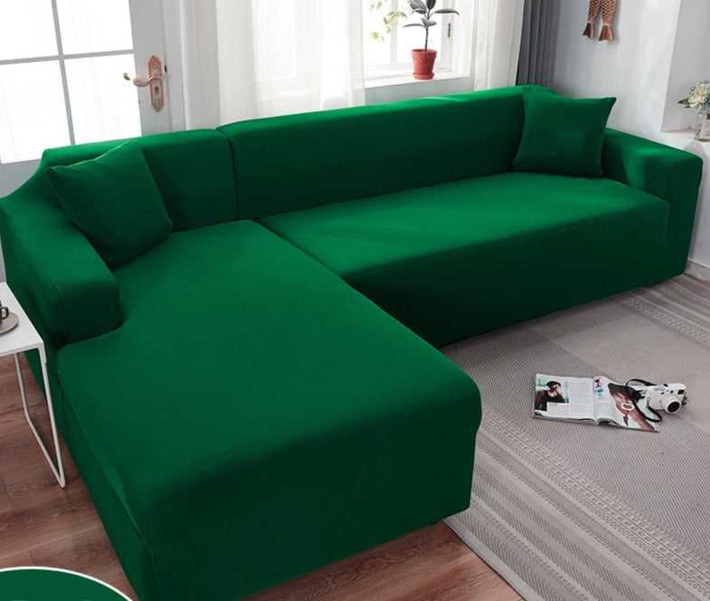 Living room sofa transformed with elegant and snug-fitting furniture cover