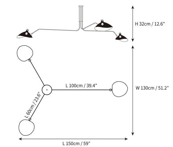 Minimalist interior design ceiling lamp providing bright illumination