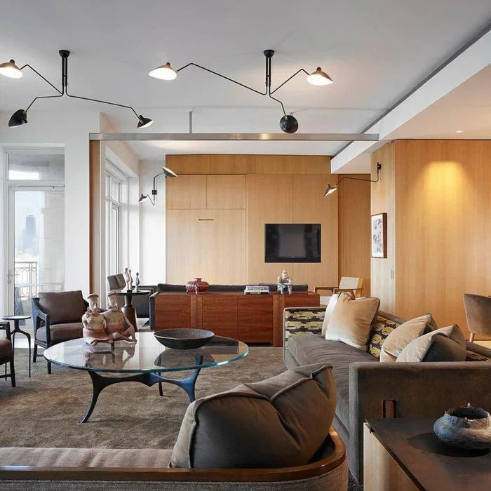 Contemporary ceiling lamp showcasing functional articulating arms