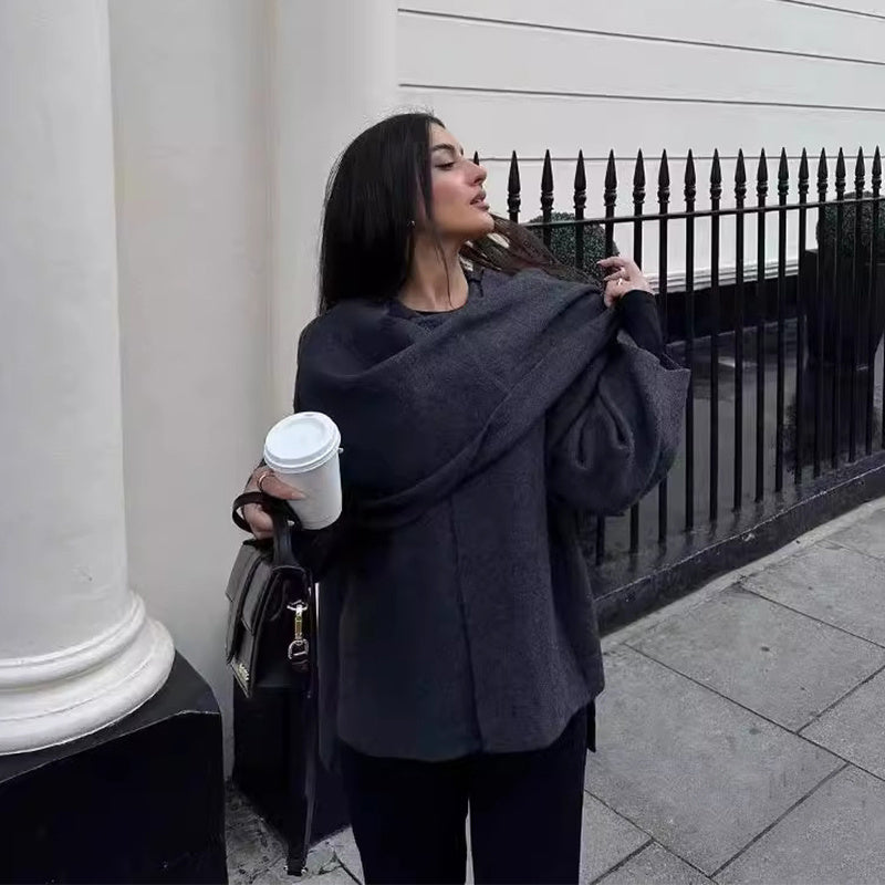 Oversized warm winter coat for women in casual wool style