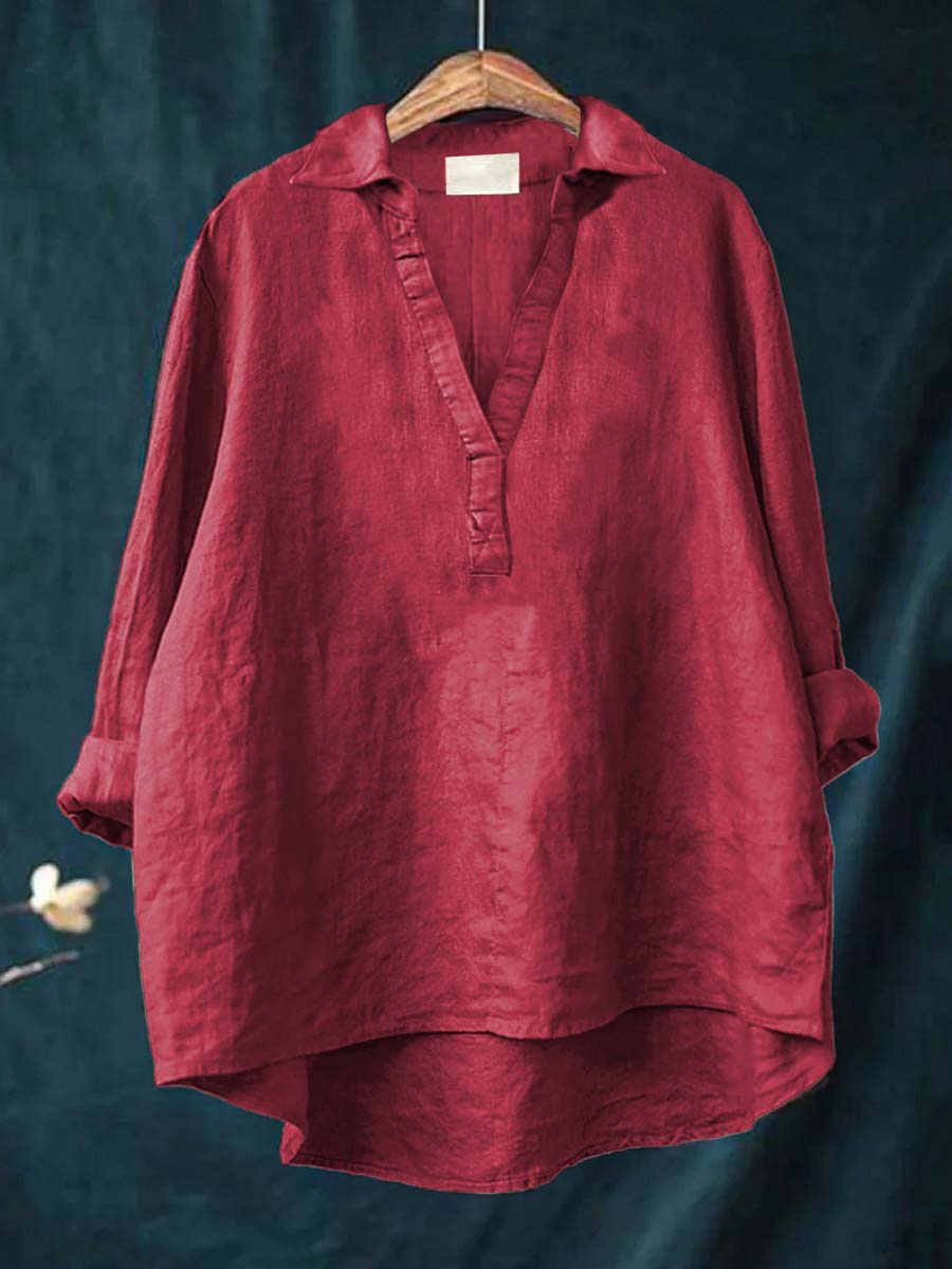 Solid color women's fashion shirt, back view