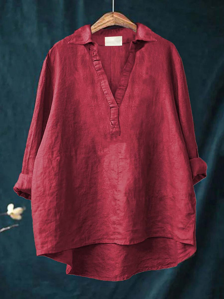 Solid color women's fashion shirt, back view
