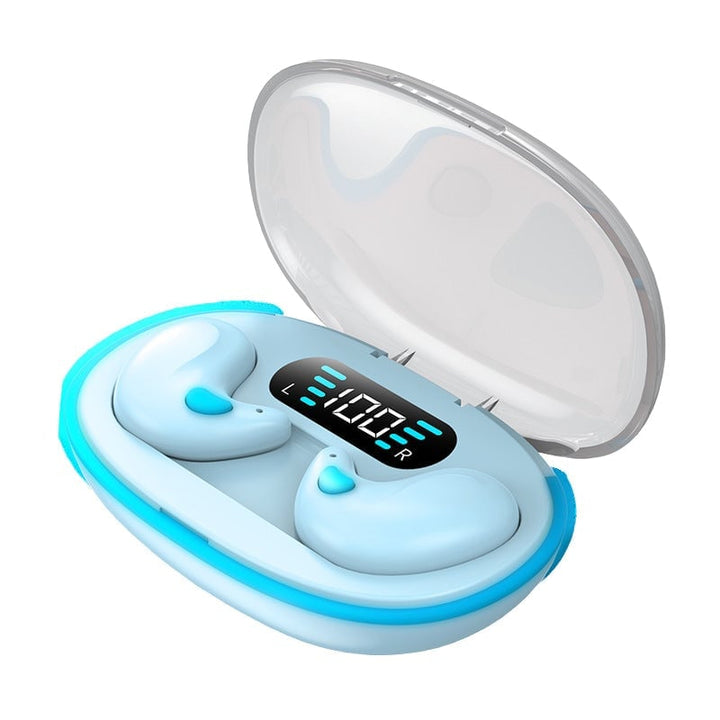 Close-up of flexible bluetooth headset band showing ergonomic design