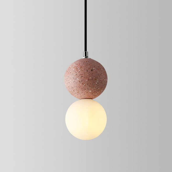 Low angle shot of the modern pendant lamp showing its geometric lampshade shape