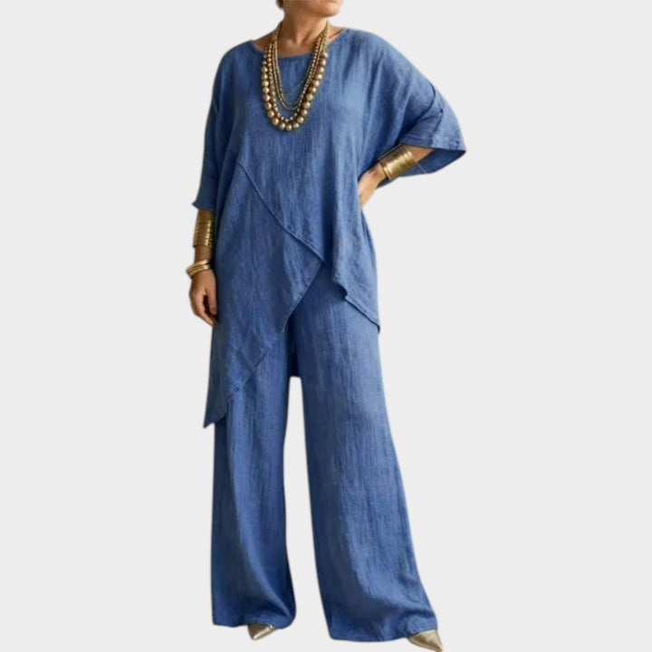 Full outfit styled with accessories showcasing the chic two-piece ensemble