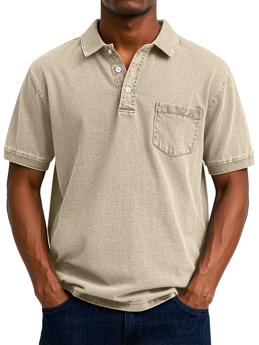 Men's everyday wear polo shirt fabric texture close up