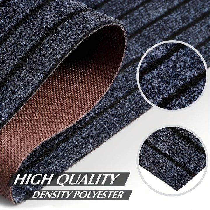Low-profile washable kitchen runner rug with a secure non-slip backing in a neutral palette