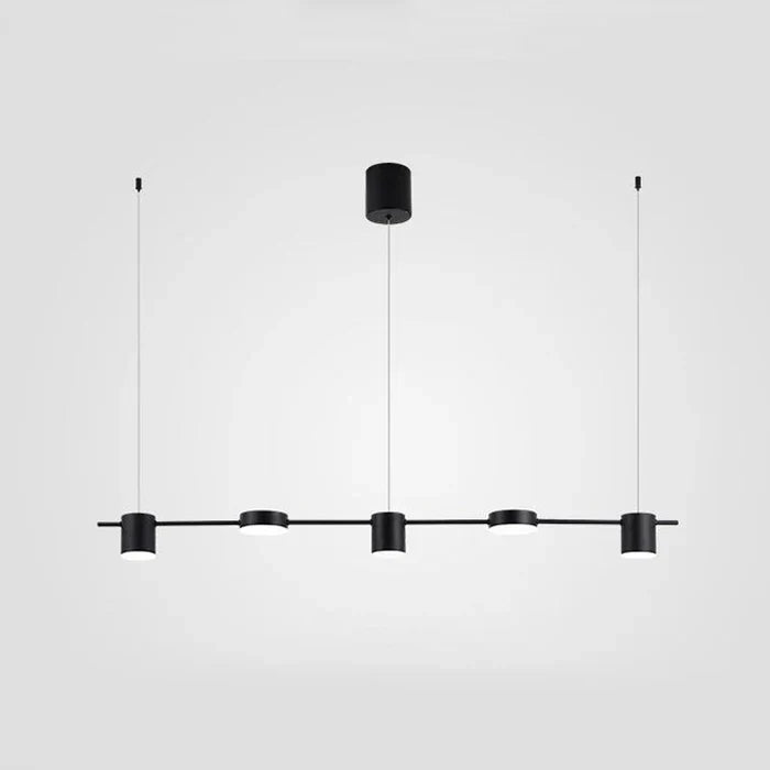 Studio product view of the black multi-light modern aluminum pendant fixture.