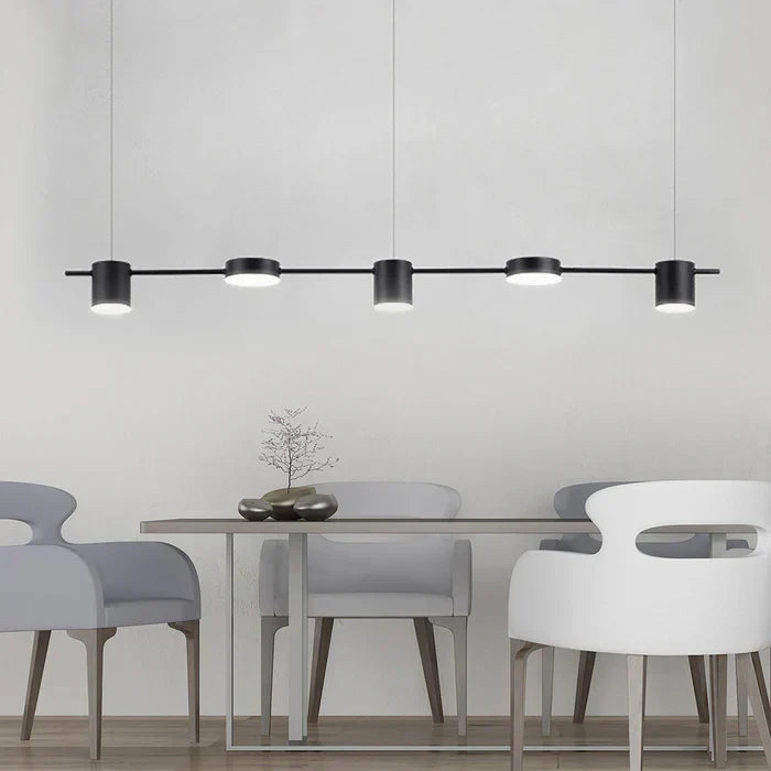 Close-up view of the brushed aluminium texture on the modern ceiling light fixture