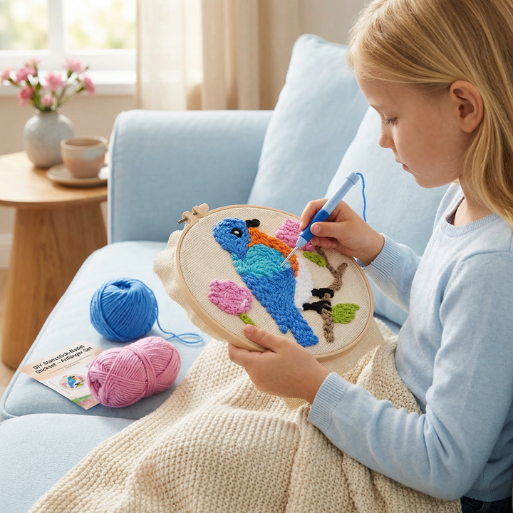 Educational DIY craft kit components laid out for beginners