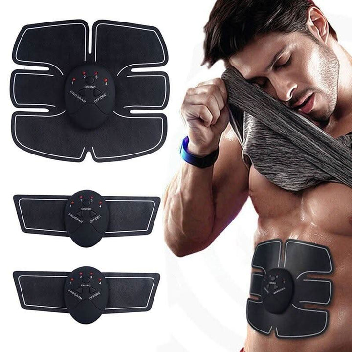 Side view of USB rechargeable abdominal muscle stimulator showing slim profile