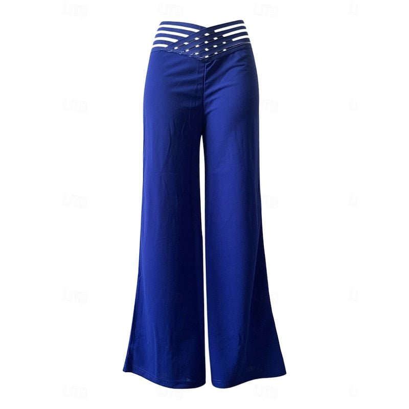 Stylish high-waist trousers featuring a wide-leg cut for casual wear and daily styling