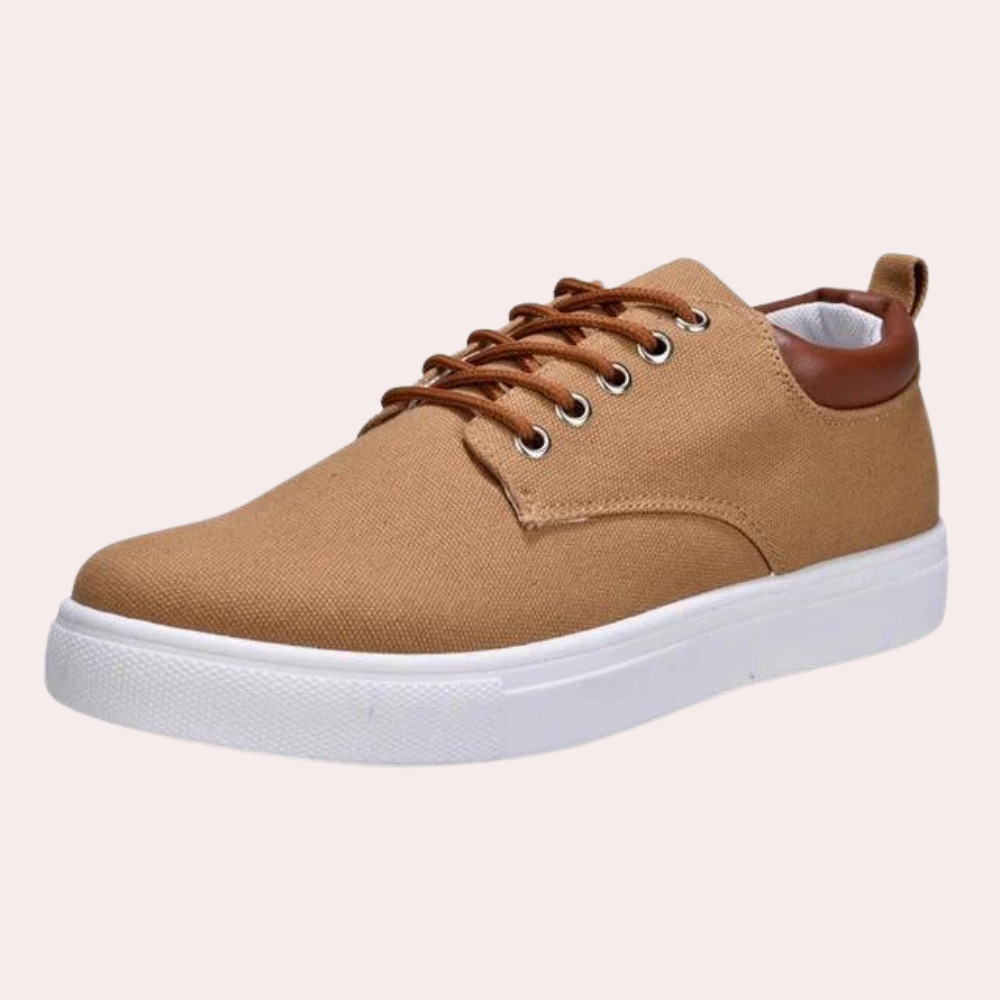 Top down angle of everyday walking shoes showing lace up closure system