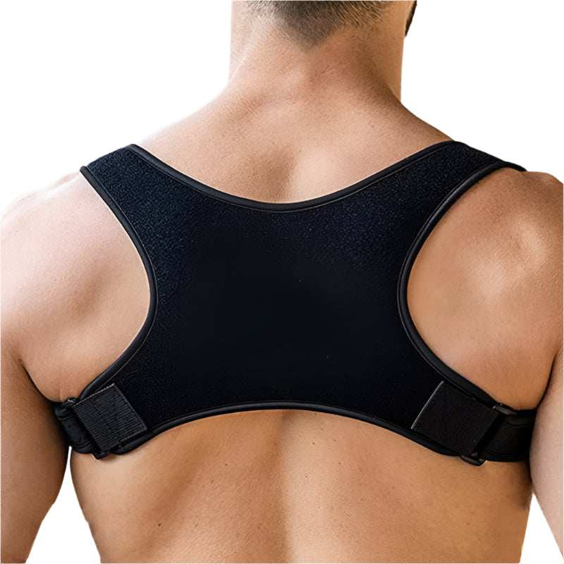 Back view of a person wearing the black ergonomic posture corrector