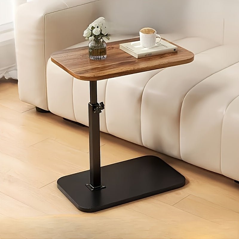 Close up view of the rectangular top and adjustment mechanism on the side table