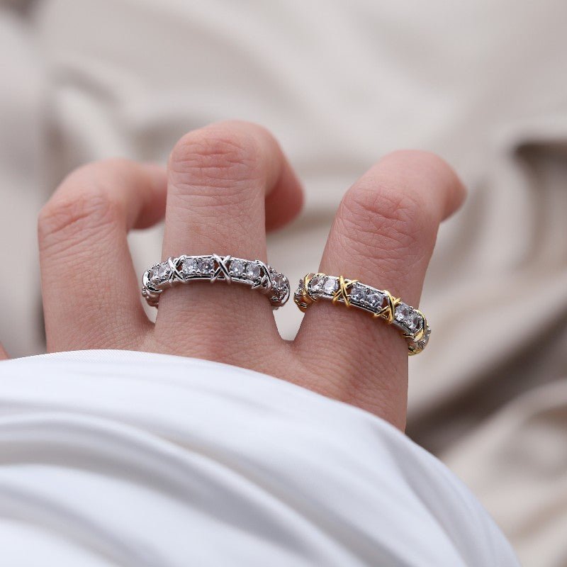 Elegant everyday wellness ring with sparkling zirconia stones and magnets