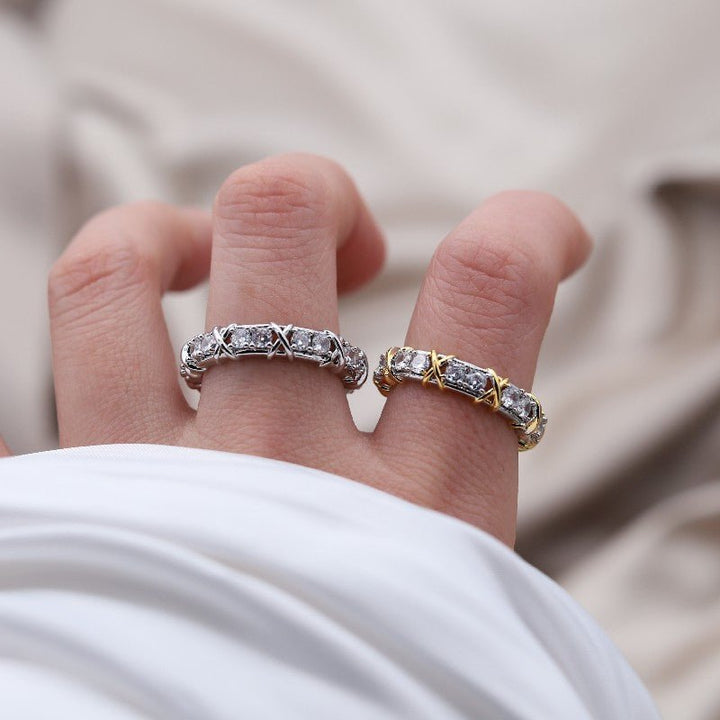 Elegant everyday wellness ring with sparkling zirconia stones and magnets