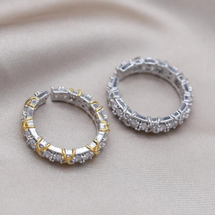 Adjustable crystal wellness ring worn on hand, combining fashion and therapy