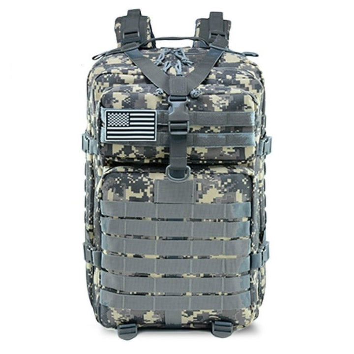 Close-up of durable water-resistant fabric and heavy-duty zippers on travel backpack