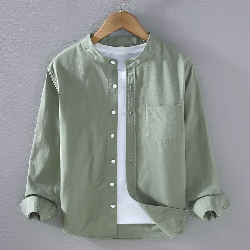 Back view of men's everyday style long sleeve shirt