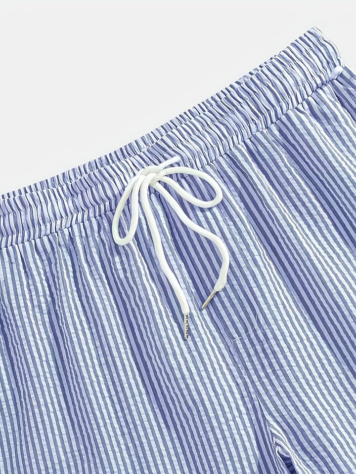 Detailed shot of elastic waistband and drawstring on mens shorts