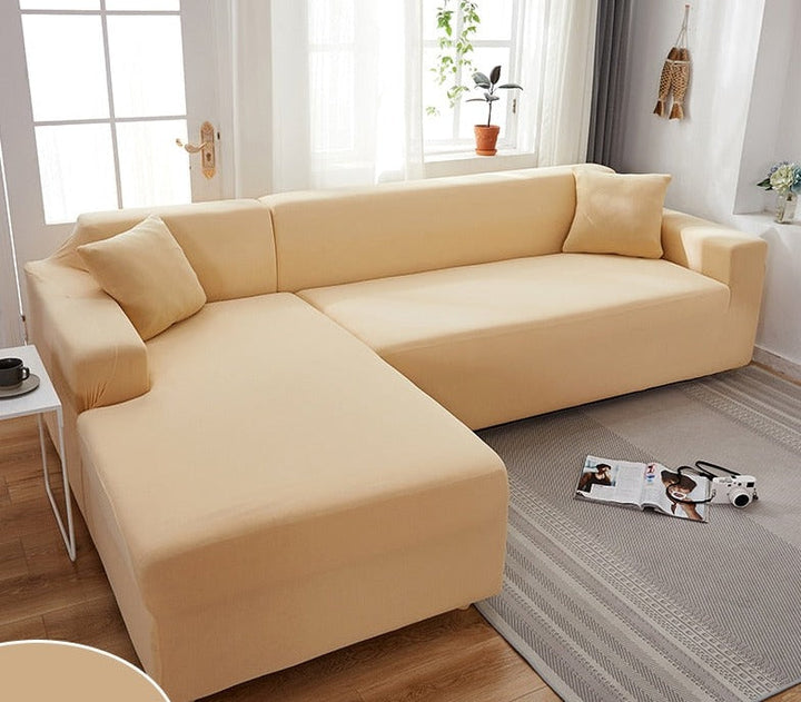 Close-up of premium water-repellent stretch sofa cover weave and texture