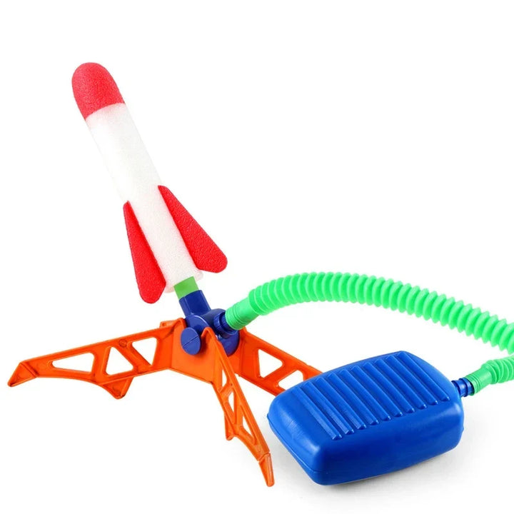 Safe plastic toy rocket launcher set for fun backyard games