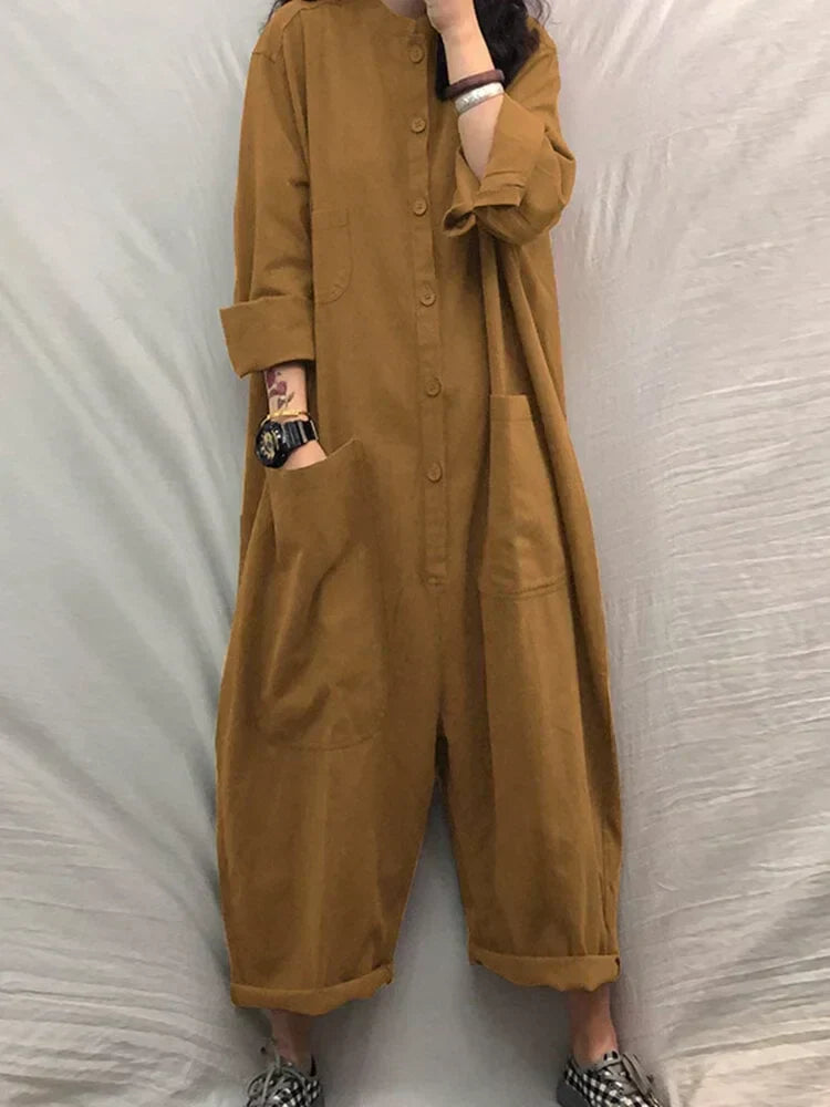 Casual wide-leg summer jumpsuit in yellow, breathable and lightweight romper for women