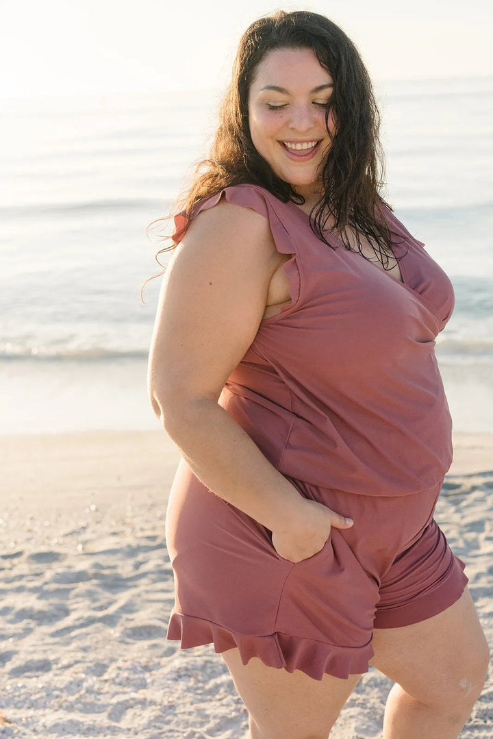 Comfortable summer beachwear one-piece swimsuit designed with tummy control features