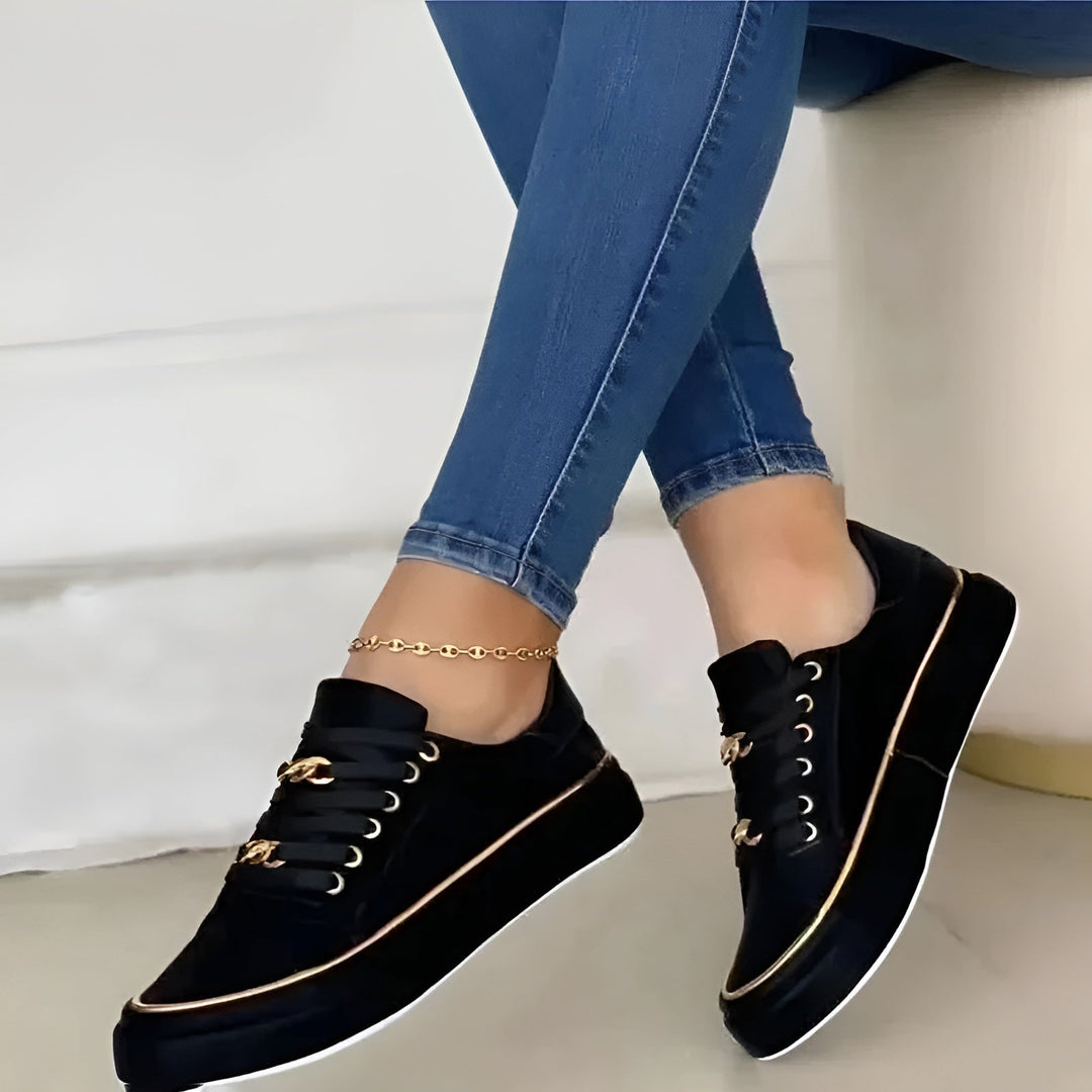 Back view of comfortable fashion sneakers for women displaying supportive sole