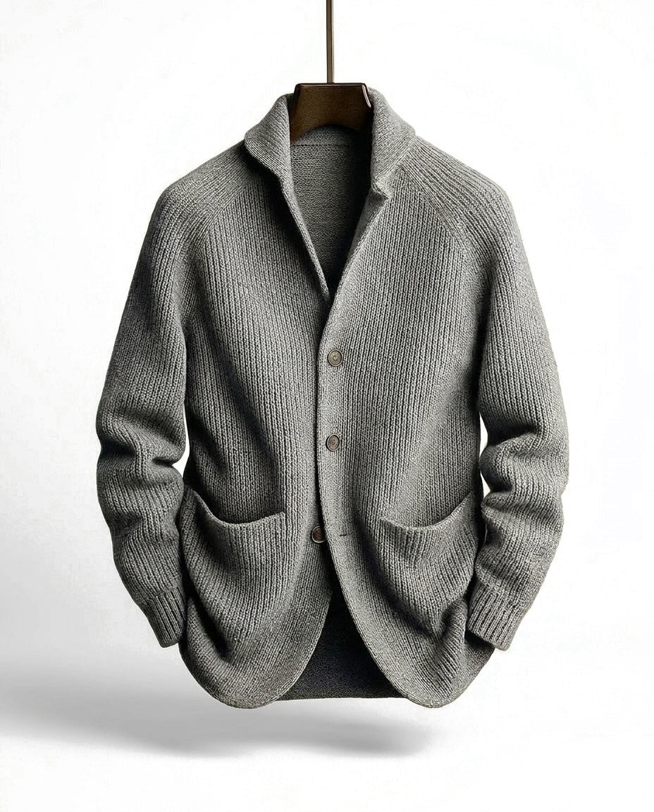 Detailed shot of the soft knit fabric on the womens cardigan