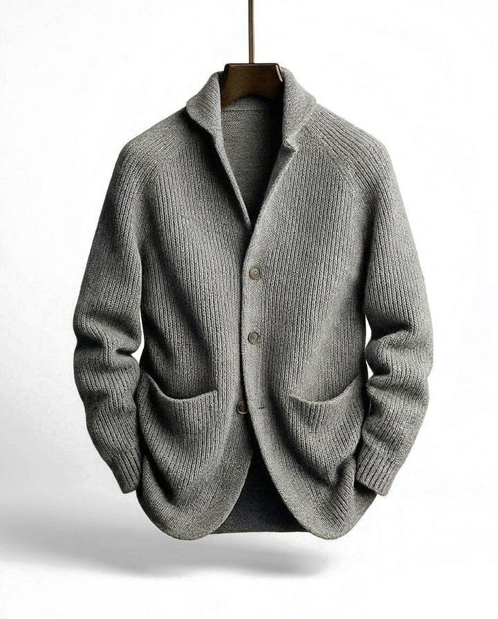 Detailed shot of the soft knit fabric on the womens cardigan