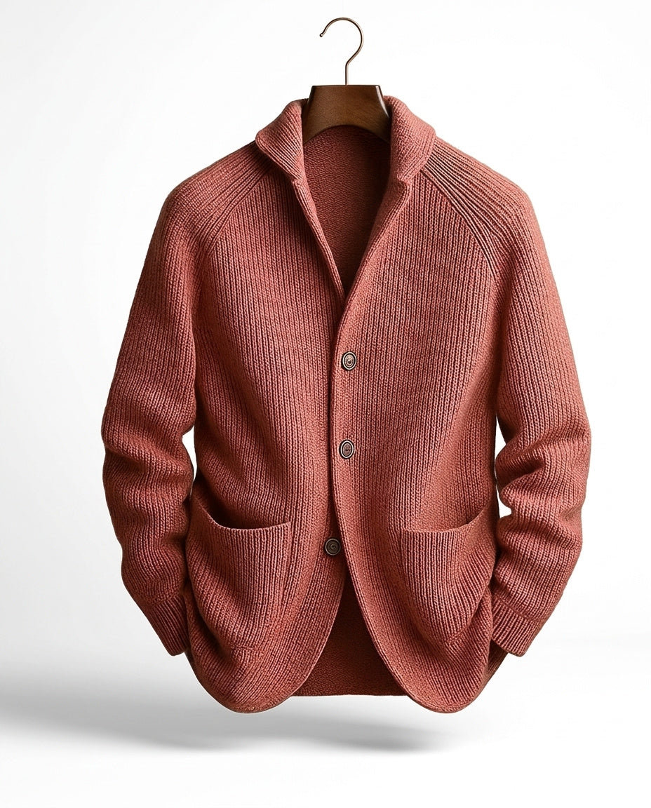 Sleeve cuff and hemline detail of the warm knit outerwear