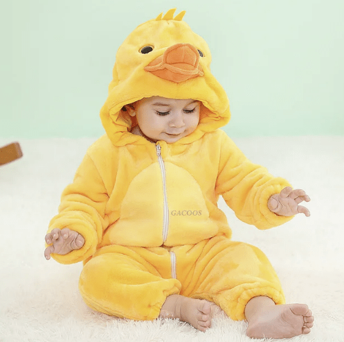 Hooded baby outfit textured fabric closeup of the warm animal costume