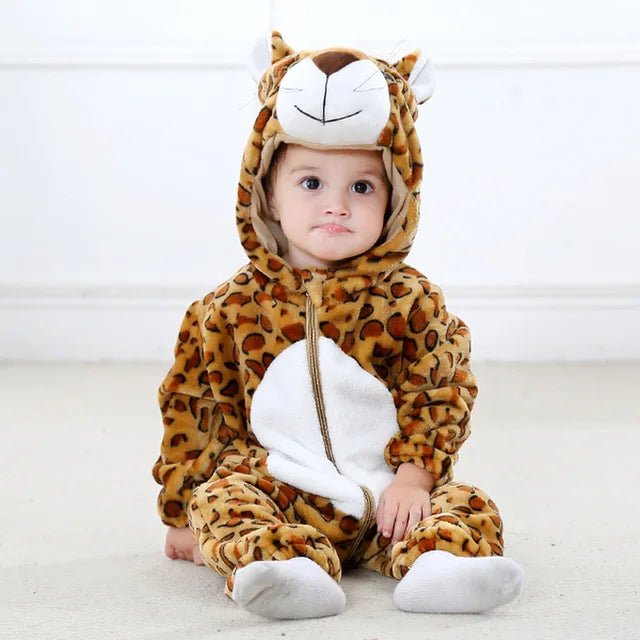 Cute baby clothes animal romper side view showcasing comfortable fit