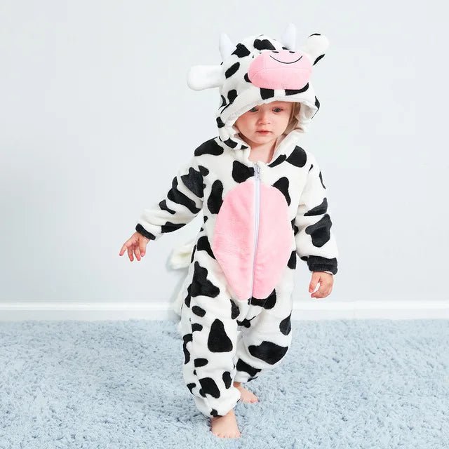 Close up of infant jumpsuit showing plush fabric and secure zipper closure