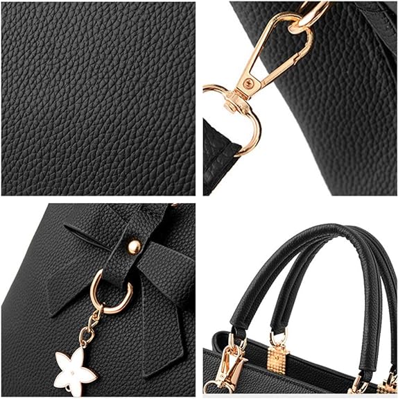 Close-up of detachable bow charm on women's elegant fashion handbag
