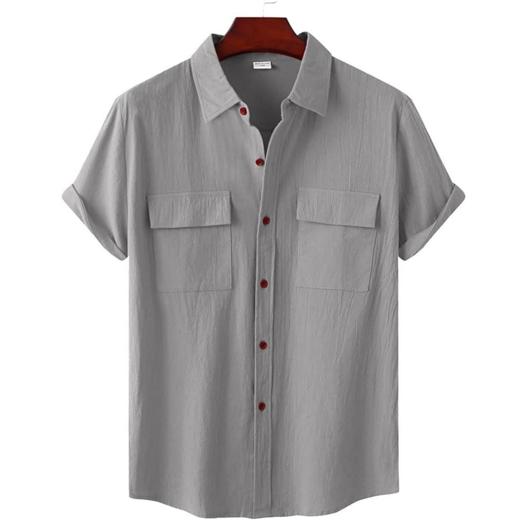 Classic button down blouse for women designed as a comfortable and versatile summer wear option.