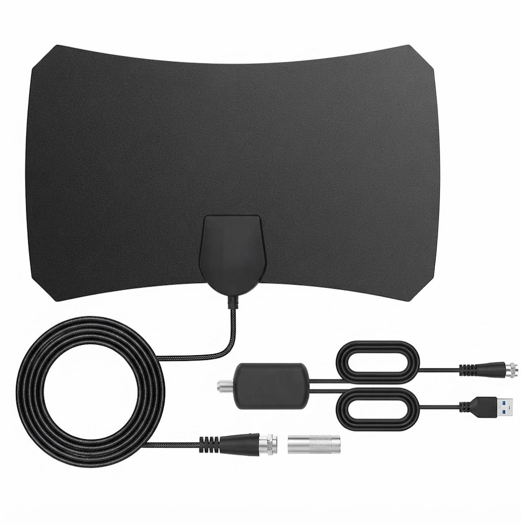 Indoor HDTV satellite antenna with coaxial cable and amplifier