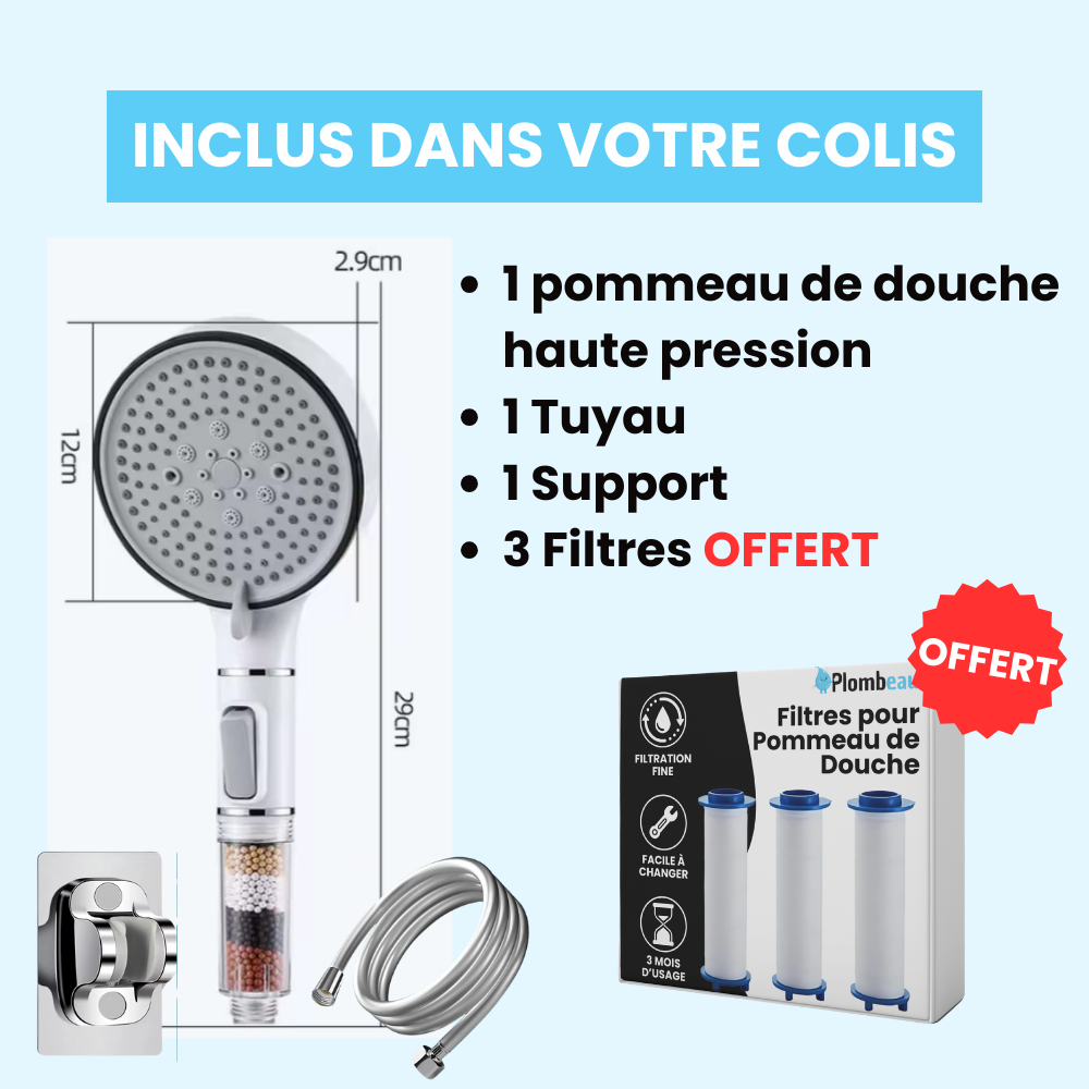 Modern bathroom shower head with filtration system and nozzle close-up
