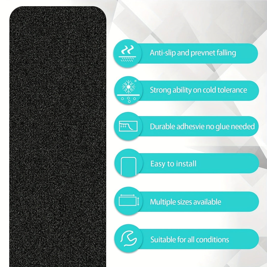 Black anti-slip stair tread showing key safety and durability features